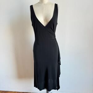 DIANE VON FURSTENBERG Black Crossover Sleeveless Midi Dress